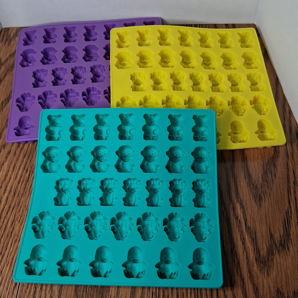 Silicone Animal Mold Set - Purple, Yellow, Teal